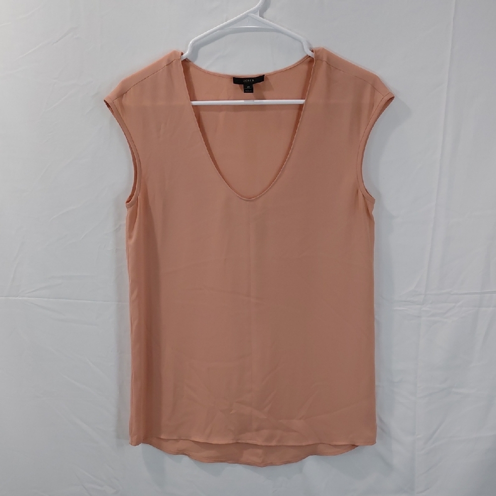 J. Crew Peach Cap-Sleeve V-Neck Shell